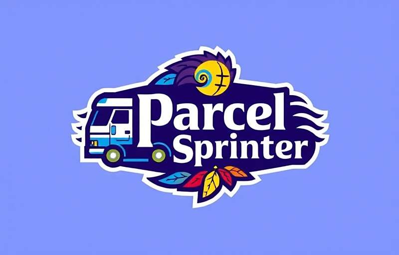 Parcel Sprinter logo with colorful Indian truck art design elements